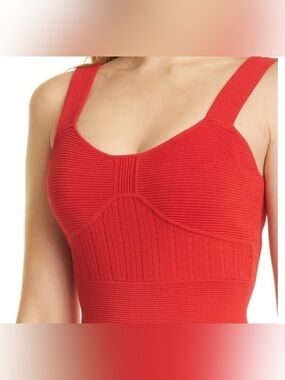 Ted Baker London Red Bustier Knit Fit-and-Flare Skater Sleeveless Dress